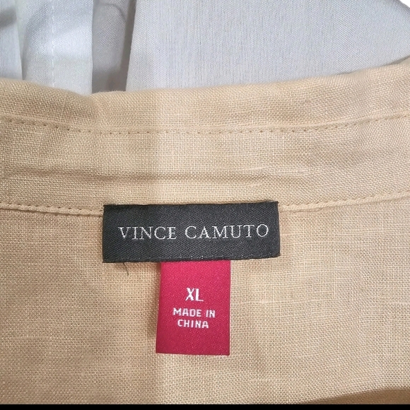 Vince Camuto 100% Linen Ombre Orange  Long Sleeve V-Neck Top Blouse Lightweight - Picture 10 of 11